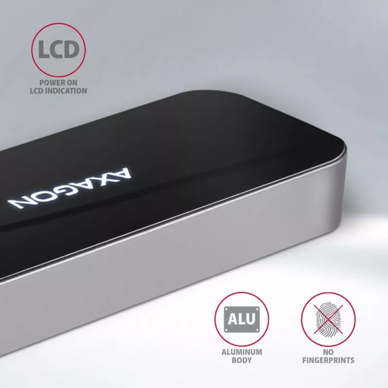Hub Axagon HMC-6GL USB 3.2 Gen 1, 3x USB-A, HDMI 4K/30Hz, RJ-45, PD 100W, cabo USB-C de 20 cm