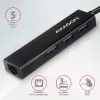Hub USB-C Axagon HMC-GL3A 3x USB-A Gbit-LAN preto