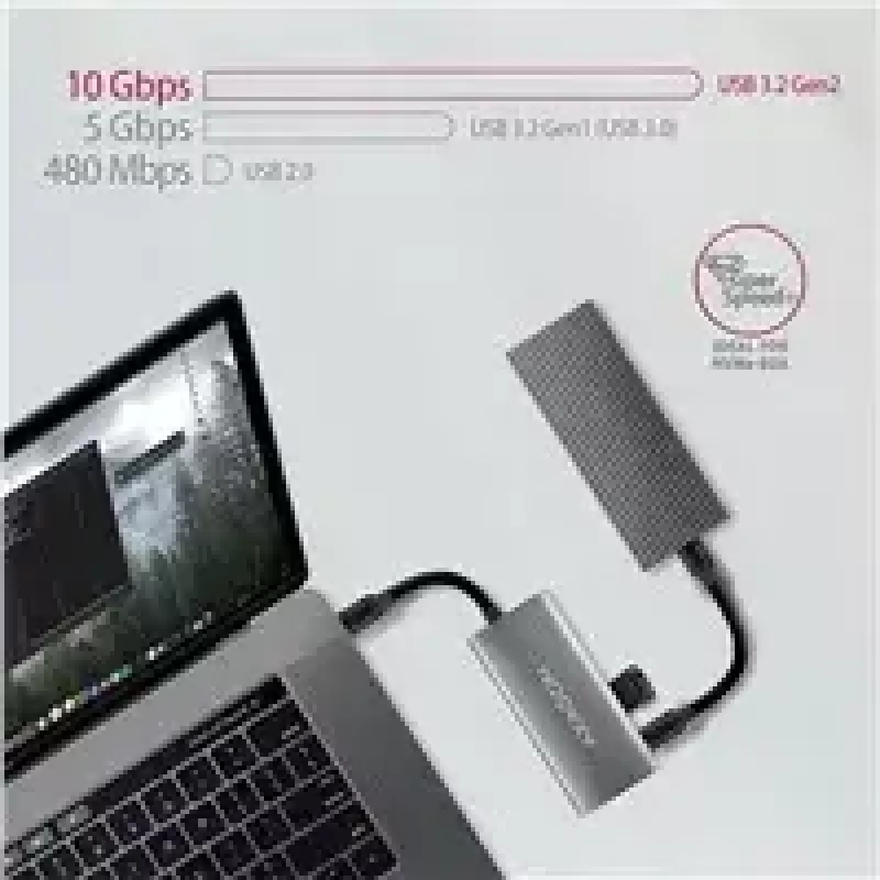 AXAGON HMC-4G2, hub USB-C 3.2 Gen 2 10 Gb/s, portas 2x USB-A + 2x USB-C, cabo USB-C 13cm