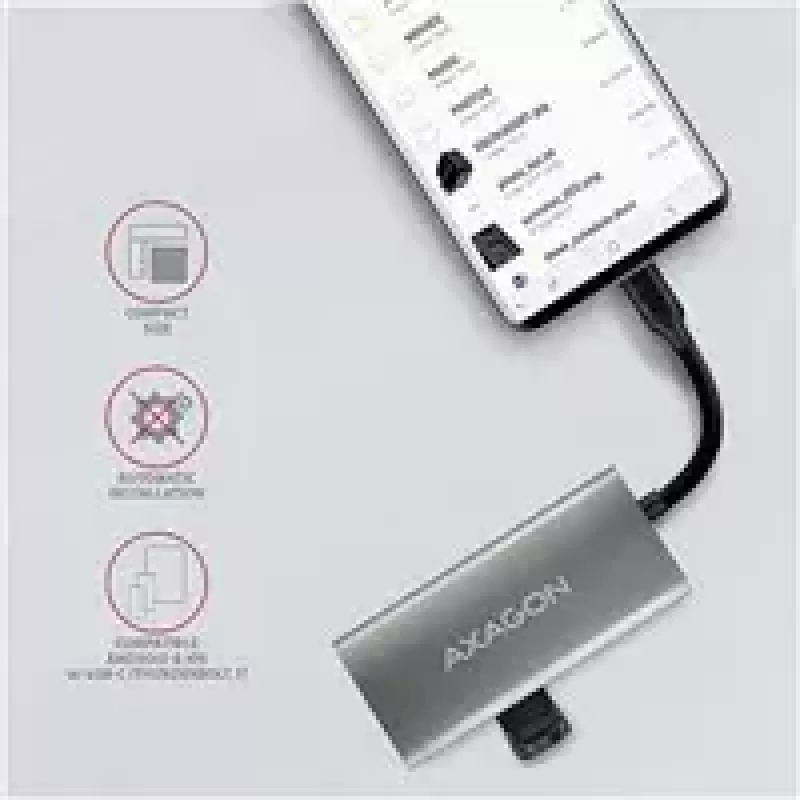 AXAGON HMC-4G2, hub USB-C 3.2 Gen 2 10 Gb/s, portas 2x USB-A + 2x USB-C, cabo USB-C 13cm