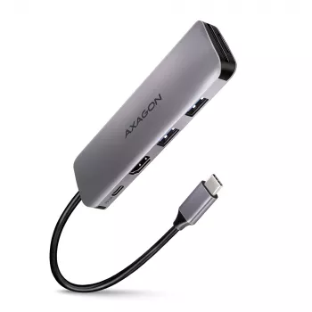 Hub Axagon HMC-5 USB 3.2 Gen 1, 2x USB-A, HDMI, SD/microSD, PD 100W, cabo USB-C de 20 cm