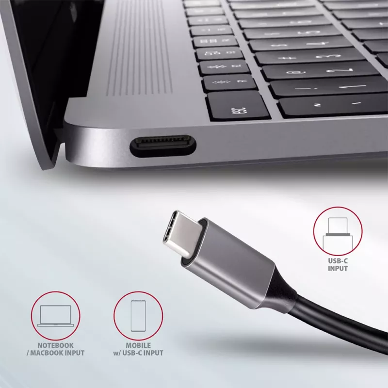 Hub Axagon HMC-5 USB 3.2 Gen 1, 2x USB-A, HDMI, SD/microSD, PD 100W, cabo USB-C de 20 cm
