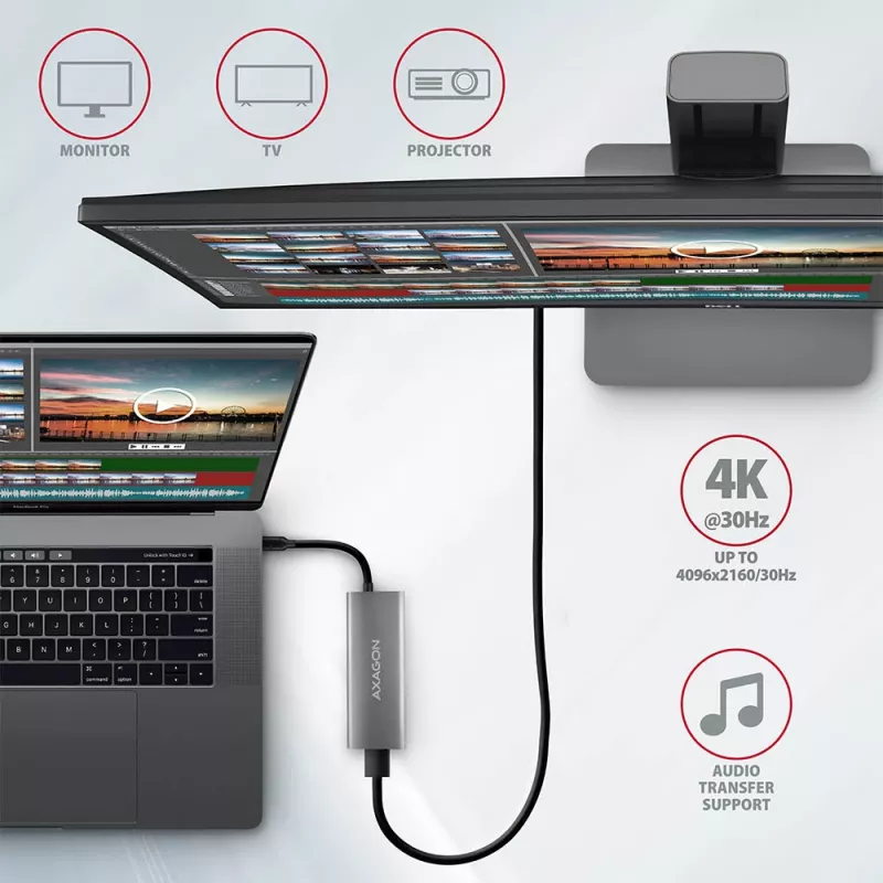 Axagon HMC-5G2 SPEEDSTER hub USB-C 5 em 1, 2x USB-A, 2x USB-C, HDMI, PD 60 W