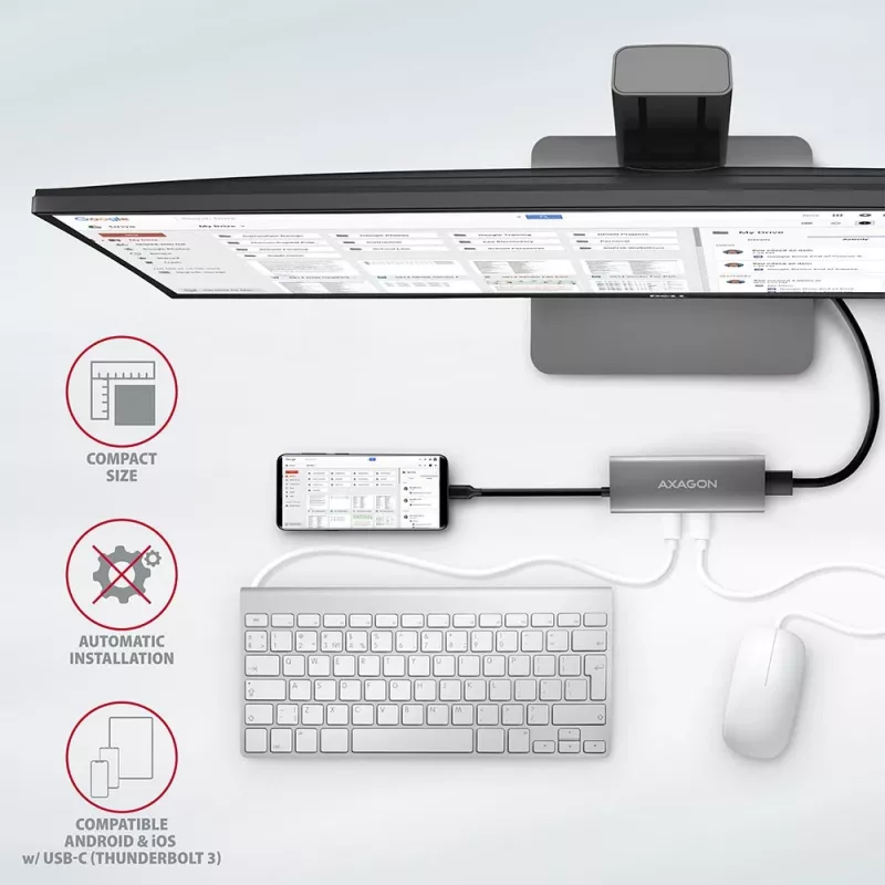 Axagon HMC-5G2 SPEEDSTER hub USB-C 5 em 1, 2x USB-A, 2x USB-C, HDMI, PD 60 W