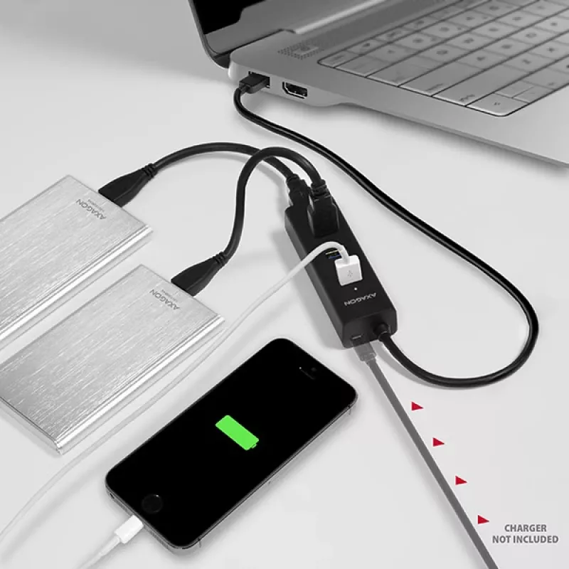 Axagon HUE-S2B hub de carregamento 4x USB 3.0, alimentação via Micro-USB