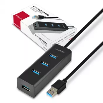Axagon HUE-S2BL hub de carregamento 4x USB 3.0 com cabo de 1,2 m, alimentação via Micro-USB