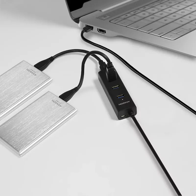 Axagon HUE-S2BL hub de carregamento 4x USB 3.0 com cabo de 1,2 m, alimentação via Micro-USB