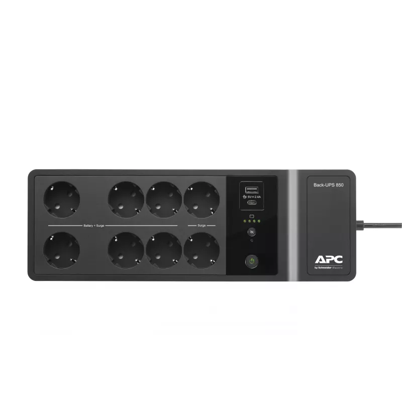 APC Back-UPS BE850G2-GR - alimentação de emergência 8 tomadas, 850VA, 2 carregadores USB, 1 porta de dados USB