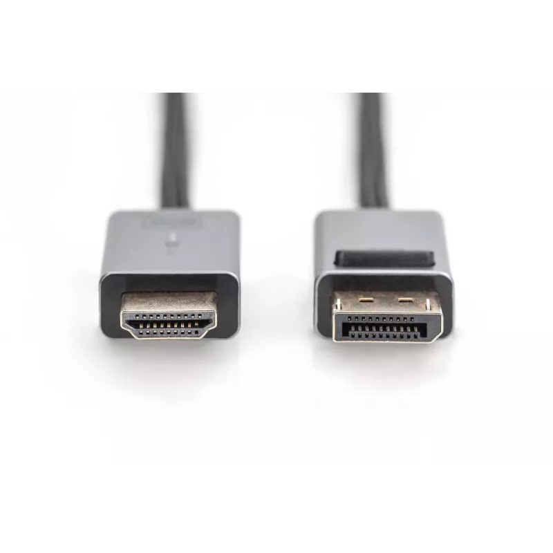 Cabo DIGITUS DP para HDMI com LED 4K/30Hz, 3m, caixa de alumínio, banhado a ouro, suporta 4K30Hz