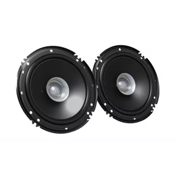 Altifalantes para automóvel JVC CS-J610X, de 2 vias, redondos de 16 cm (165 mm), 300 W máx. / 30 W RMS, 4 Ω, cone de fibra de carbono reforçado com mica, profundidade de montagem 43 mm, pretos, 2 unid.