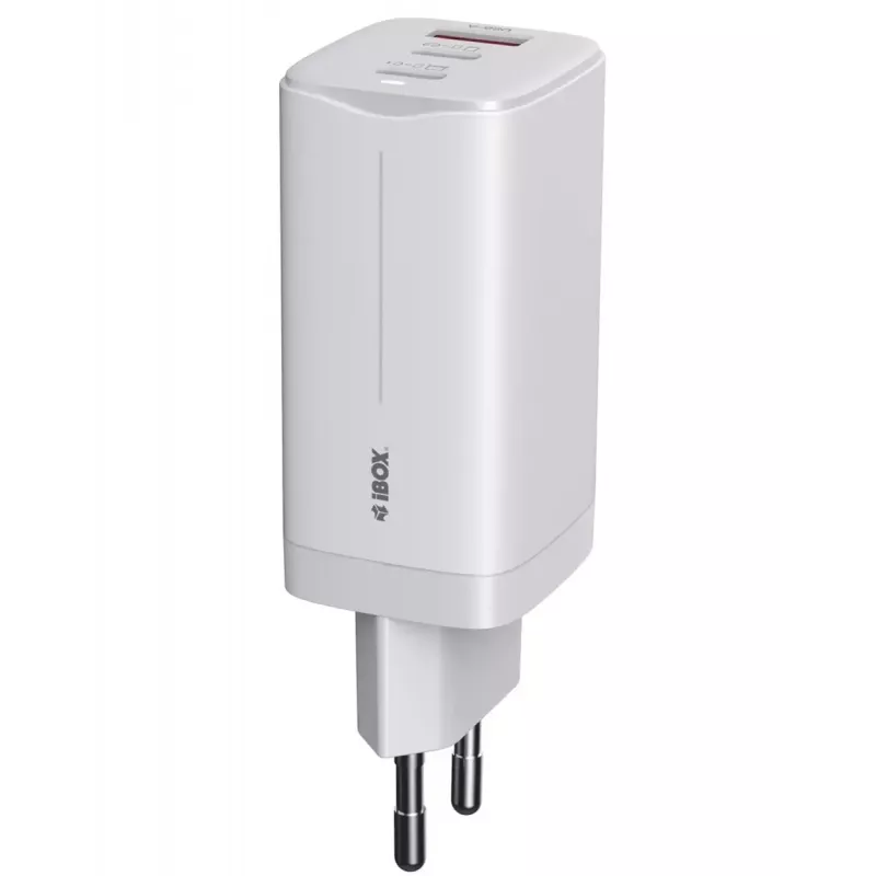 Carregador móvel IBOX ILUC65W, 65W, 2x USB-C + 1x USB-A, branco, cabo de 1,5 m