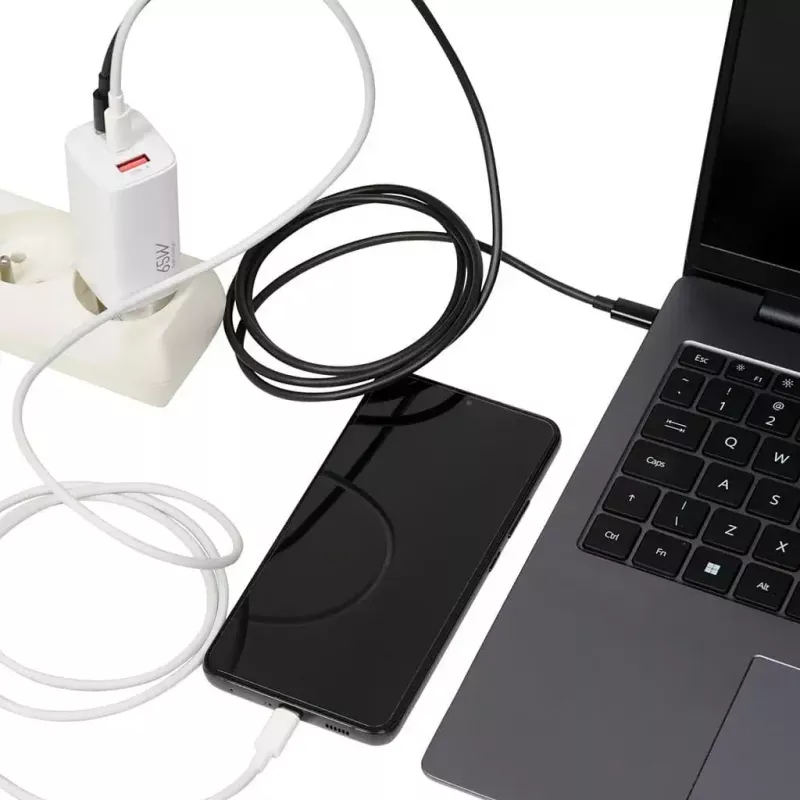 Carregador móvel IBOX ILUC65W, 65W, 2x USB-C + 1x USB-A, branco, cabo de 1,5 m