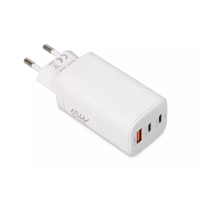 Carregador móvel IBOX ILUC65W, 65W, 2x USB-C + 1x USB-A, branco, cabo de 1,5 m