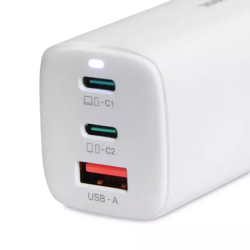 Carregador móvel IBOX ILUC65W, 65W, 2x USB-C + 1x USB-A, branco, cabo de 1,5 m
