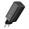 Carregador de CA para dispositivos móveis IBOX ILUC65B — 65 W, 3x USB (2x USB‑A Gen1, 1x USB‑C), preto, 100–240 V