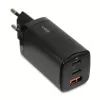 Carregador de CA para dispositivos móveis IBOX ILUC65B — 65 W, 3x USB (2x USB‑A Gen1, 1x USB‑C), preto, 100–240 V