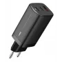 Carregador de CA para dispositivos móveis IBOX ILUC65B — 65 W, 3x USB (2x USB‑A Gen1, 1x USB‑C), preto, 100–240 V