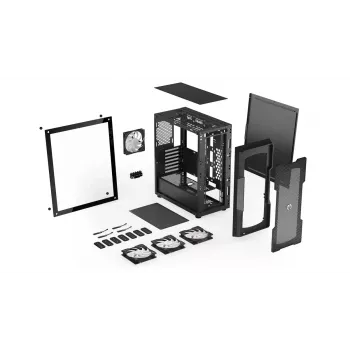 Caixa para PC ENDORFY Regnum 400 ARGB torre preta — ATX, vidro temperado, ARGB, 3x120mm à frente, 1x120mm atrás, suporta GPU 37 cm