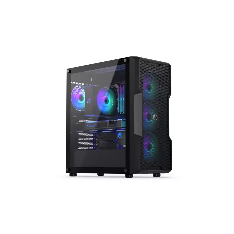 Caixa para PC ENDORFY Regnum 400 ARGB torre preta — ATX, vidro temperado, ARGB, 3x120mm à frente, 1x120mm atrás, suporta GPU 37 cm