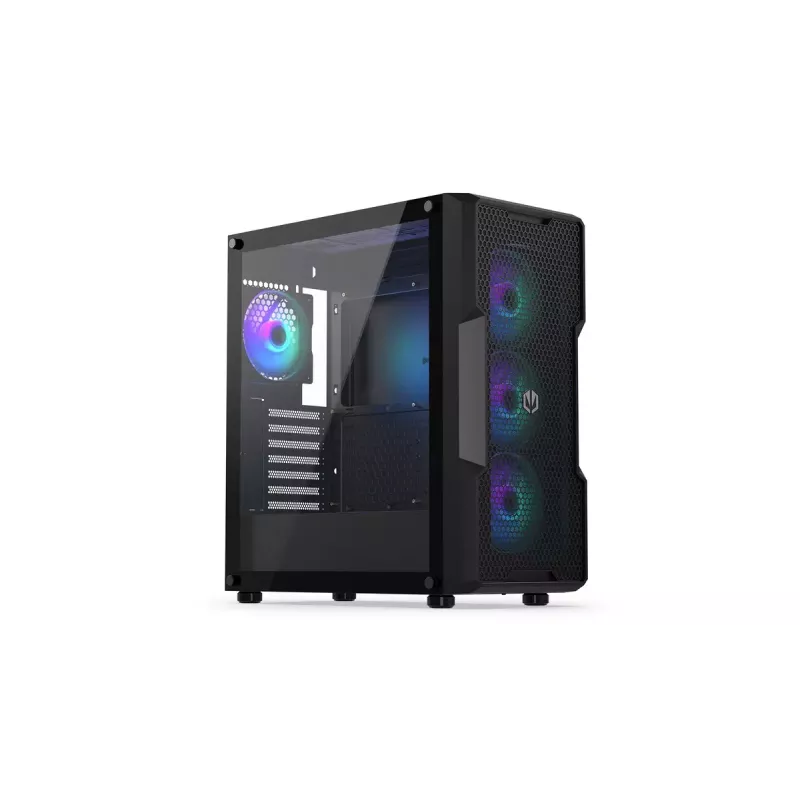 Caixa para PC ENDORFY Regnum 400 ARGB torre preta — ATX, vidro temperado, ARGB, 3x120mm à frente, 1x120mm atrás, suporta GPU 37 cm