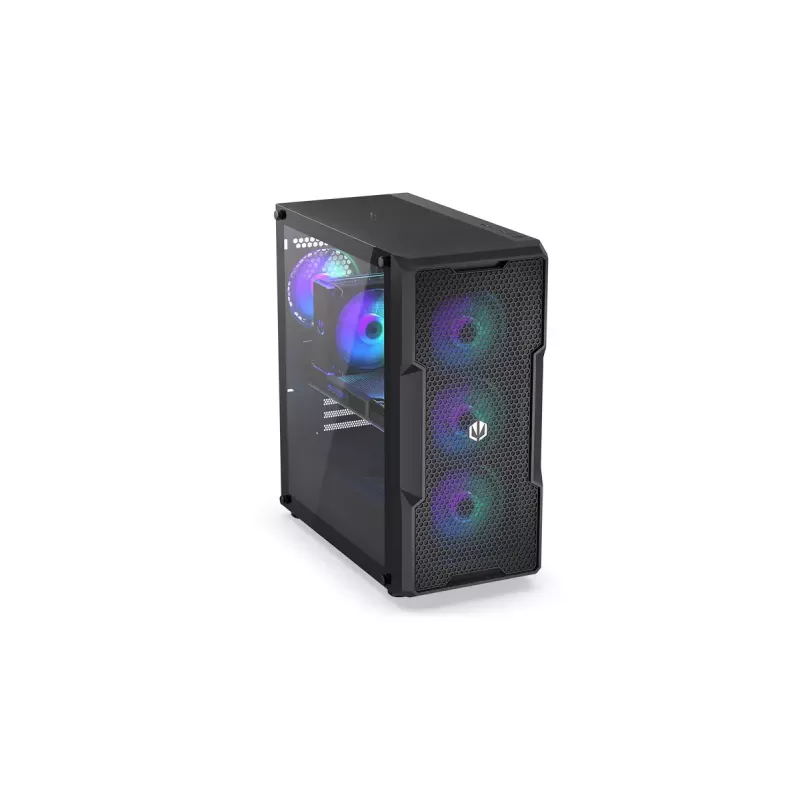 Caixa para PC ENDORFY Regnum 400 ARGB torre preta — ATX, vidro temperado, ARGB, 3x120mm à frente, 1x120mm atrás, suporta GPU 37 cm
