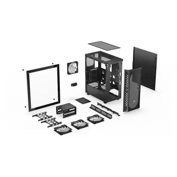 Caixa para PC ENDORFY Signum 300 ARGB torre preta — ATX, vidro temperado, iluminação ARGB, suporta GPU 350 mm, altura do refrigerador de CPU 161 mm