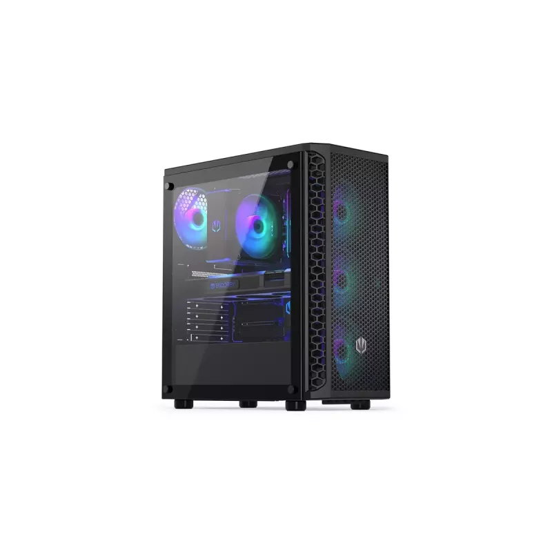 Caixa para PC ENDORFY Signum 300 ARGB torre preta — ATX, vidro temperado, iluminação ARGB, suporta GPU 350 mm, altura do refrigerador de CPU 161 mm
