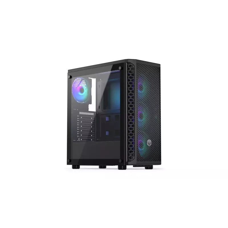 Caixa para PC ENDORFY Signum 300 ARGB torre preta — ATX, vidro temperado, iluminação ARGB, suporta GPU 350 mm, altura do refrigerador de CPU 161 mm