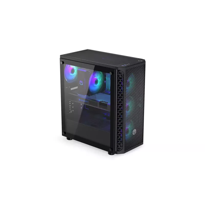 Caixa para PC ENDORFY Signum 300 ARGB torre preta — ATX, vidro temperado, iluminação ARGB, suporta GPU 350 mm, altura do refrigerador de CPU 161 mm
