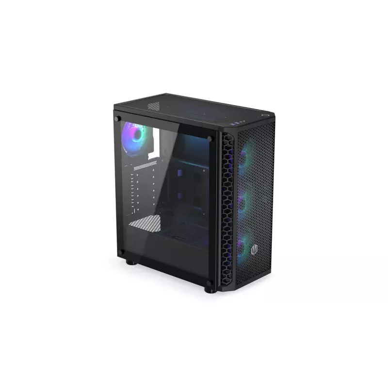 Caixa para PC ENDORFY Signum 300 ARGB torre preta — ATX, vidro temperado, iluminação ARGB, suporta GPU 350 mm, altura do refrigerador de CPU 161 mm