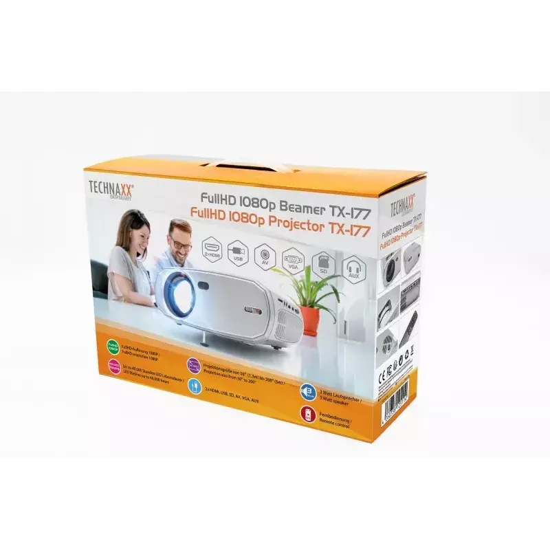 Projetor Technaxx TX-177 15000 ANSI lúmenes LCD 1080p branco