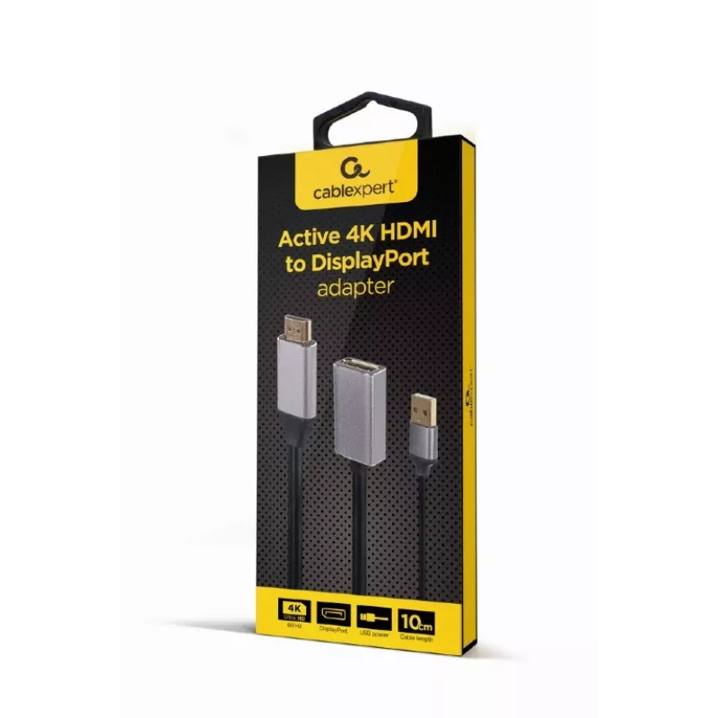 Adaptador GEMBIRD Ativo 4K HDMI Macho para DisplayPort Fêmea, Preto