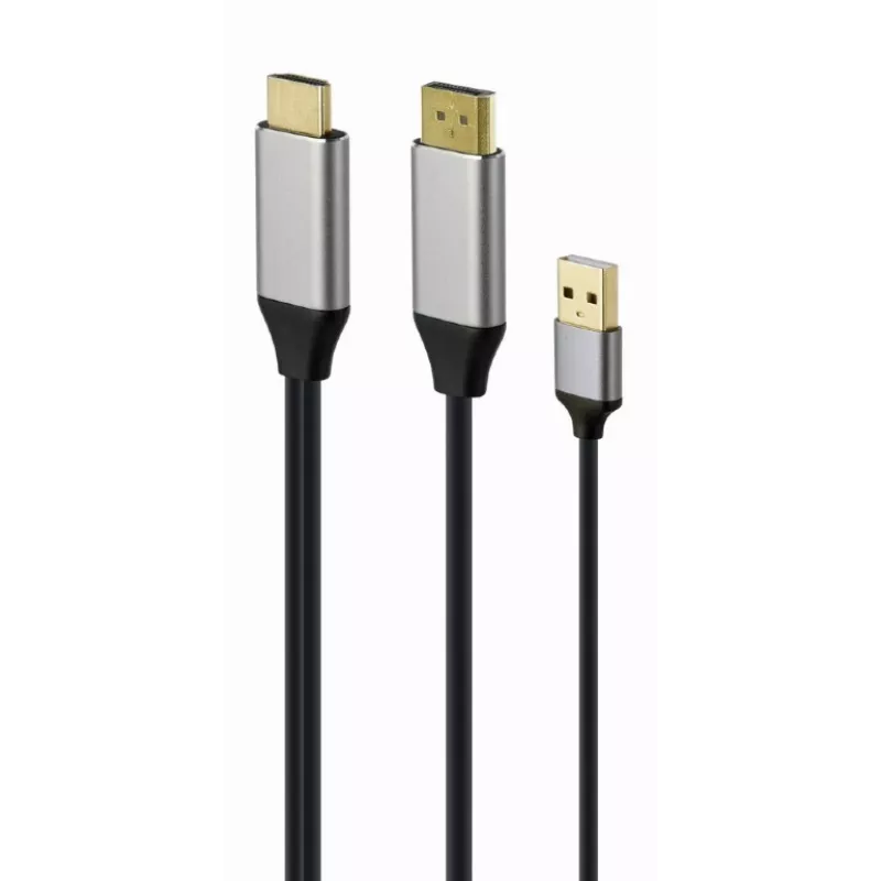 Cabo Adaptador GEMBIRD Ativo 4K HDMI Macho para DisplayPort Macho, 2 m – Preto