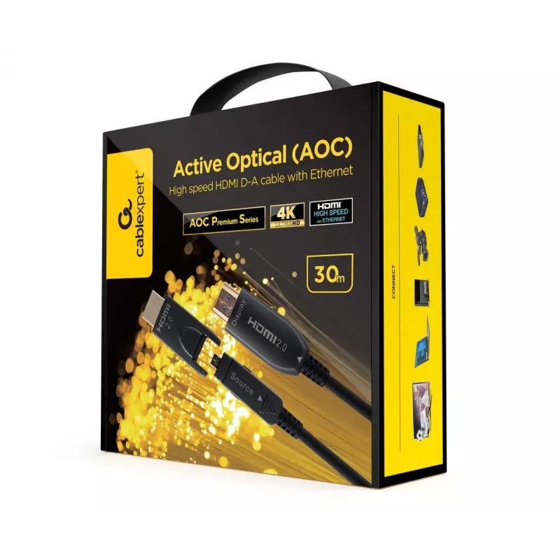 Cabo GEMBIRD AOC High-Speed-HDMI-D-A com Ethernet «AOC Premium Series», 30 m