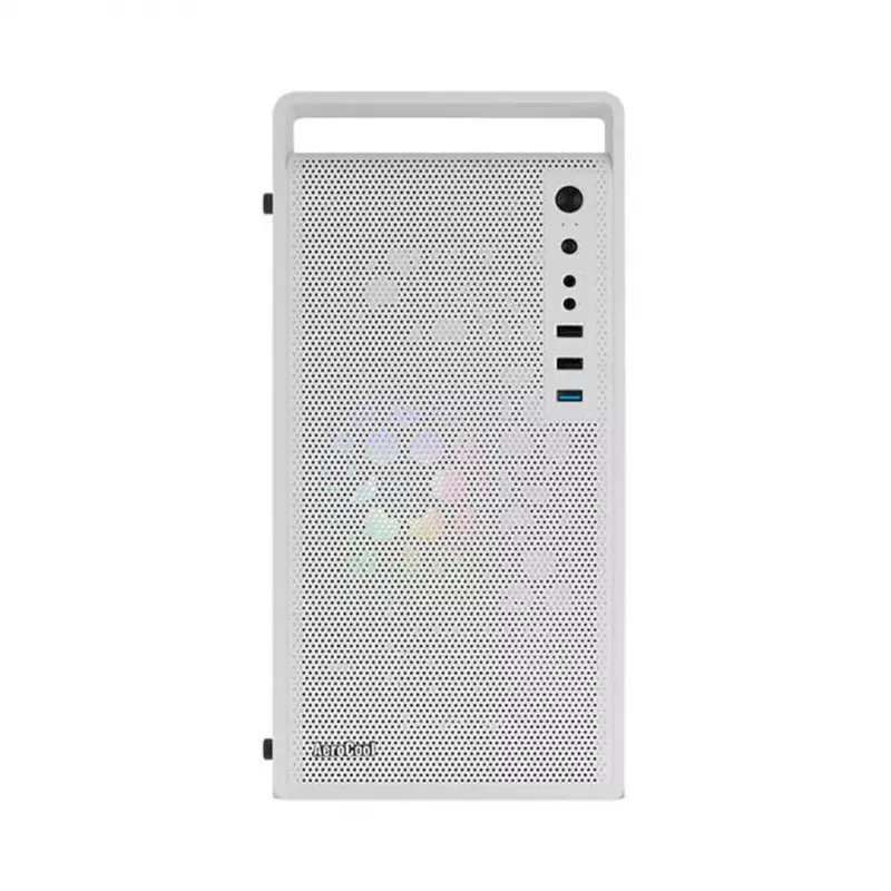 Caixa para PC AEROCOOL PGS CS-109-G-WT-v1 Mini Tower SPCC branco — microATX, até 26 cm GPU, FRGB, Frente em Malha