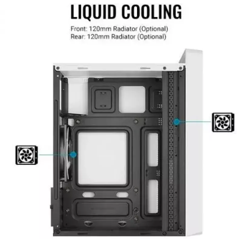 Caixa para PC AEROCOOL PGS CS-109-G-WT-v1 Mini Tower SPCC branco — microATX, até 26 cm GPU, FRGB, Frente em Malha