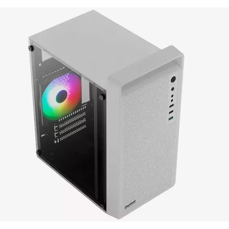 Caixa para PC AEROCOOL PGS CS-109-G-WT-v1 Mini Tower SPCC branco — microATX, até 26 cm GPU, FRGB, Frente em Malha