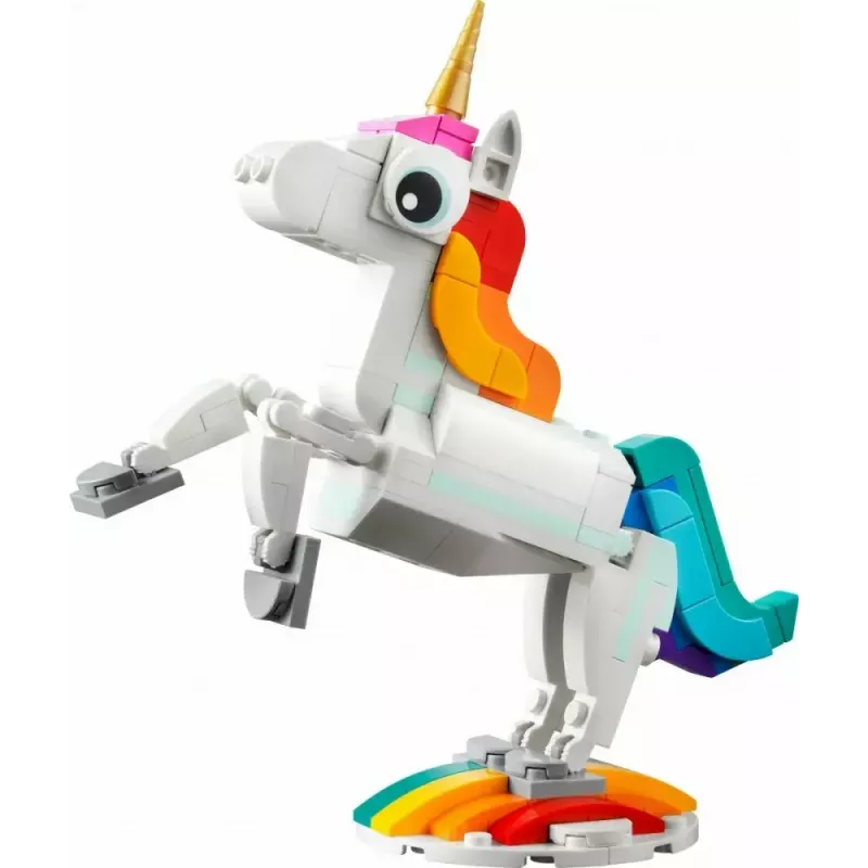 Brinquedo de Construção LEGO Creator 3em1 31140 Unicórnio Mágico, 145 Peças, 130 mm de Altura, Idade 7+
