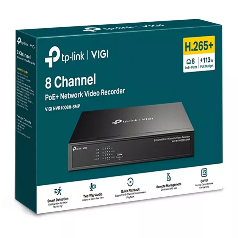 Gravador de vídeo em rede PoE+ TP-Link VIGI 8 canais