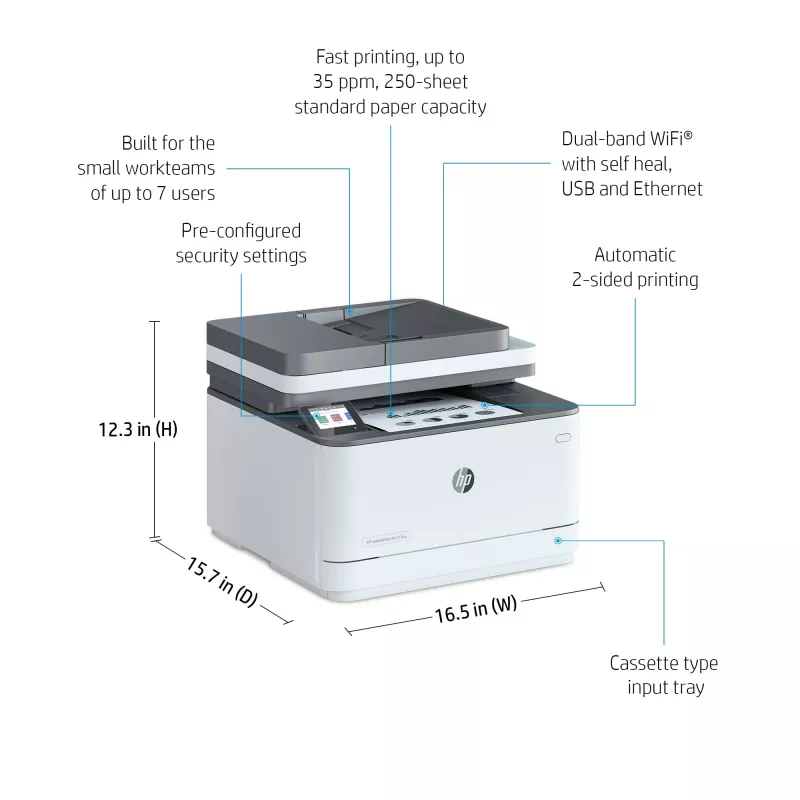 Impressora HP LaserJet Pro MFP 3102fdn, Laser, Monocromática, 1200 x 1200 DPI, A4, Impressão direta, Branca