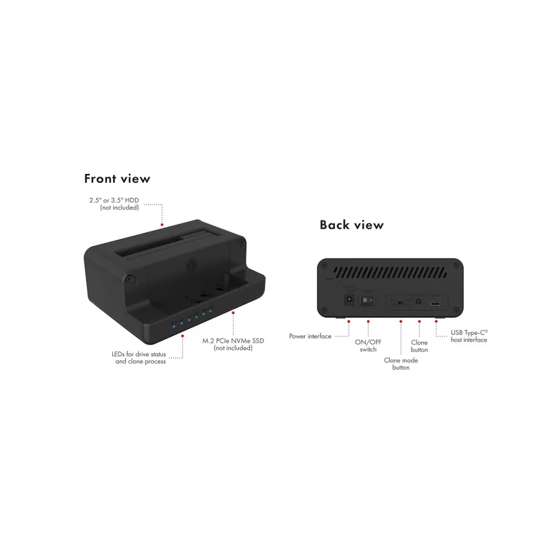 ICY BOX IB-2914MSCL-C31 USB 3.2 Gen 2 (3.1 Gen 2) Type-C Preto