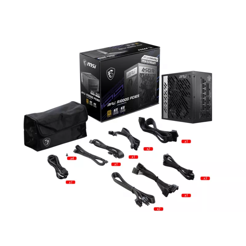 Fonte de alimentação MSI MPG A1000G PCIE5 1000 W 20+4 pin ATX ATX preta