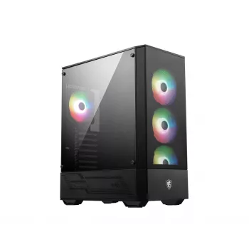 Caixa de PC MSI MAG FORGE 112R Midi-Tower preta com vidro temperado, 3 ventoinhas frontais de 120mm, suporte ATX/Micro-ATX/Mini-ITX