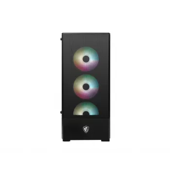 Caixa de PC MSI MAG FORGE 112R Midi-Tower preta com vidro temperado, 3 ventoinhas frontais de 120mm, suporte ATX/Micro-ATX/Mini-ITX