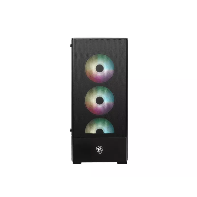 Caixa de PC MSI MAG FORGE 112R Midi-Tower preta com vidro temperado, 3 ventoinhas frontais de 120mm, suporte ATX/Micro-ATX/Mini-ITX