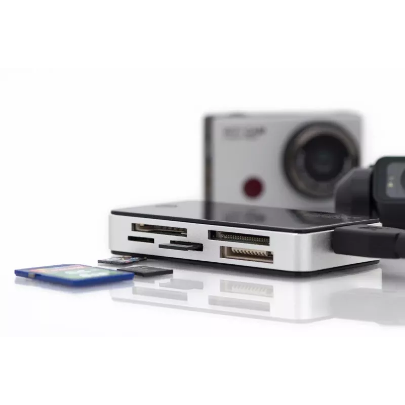 Leitor de cartões DIGITUS USB 3.0, suporta cartões MS/SD/SDHC/MiniSD/M2/CF/MD/SDXC, cabo de ligação USB-A de 1M