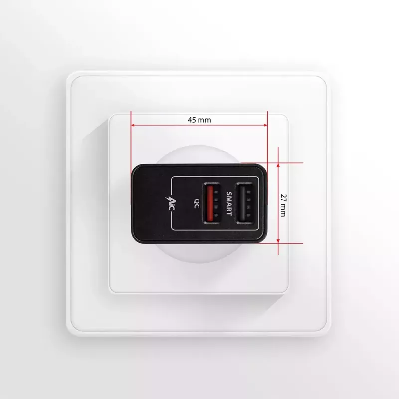 Carregador de parede Axagon ACU-QS24 QUICK and SMART, 2x porta USB QC3.0/AFC/FCP + 5V-1,2A, 24W