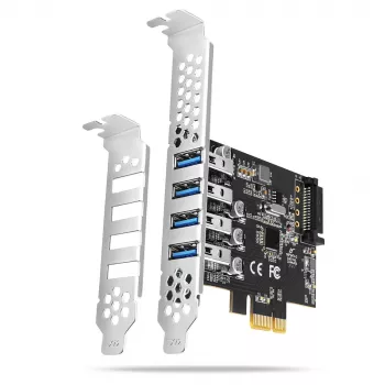 Placa PCIe Axagon PCEU-43RS - 4 portas USB 5 Gbps, alimentação dupla, Renesas PD720201, SP & LP