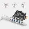 Placa PCIe Axagon PCEU-43RS - 4 portas USB 5 Gbps, alimentação dupla, Renesas PD720201, SP & LP