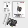Placa PCIe Axagon PCEU-43RS - 4 portas USB 5 Gbps, alimentação dupla, Renesas PD720201, SP & LP
